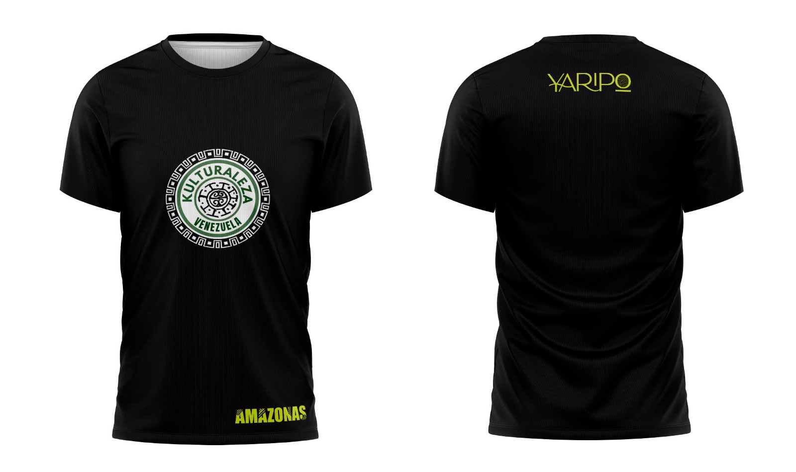 Camiseta negra YARIPÓ con emblema Kulturaeza venezolana