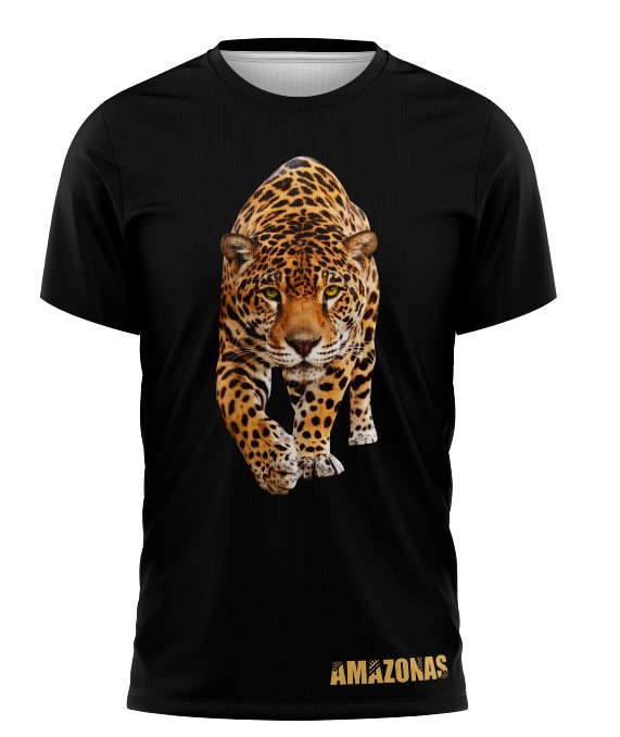 Camiseta negra YARIPÓ con jaguar de frente